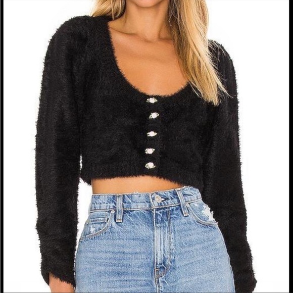 FOR LOVE and LEMONS Black Anastasia Cropped Cardigan Sz XL NEW - Picture 1 of 10